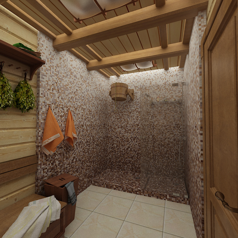 Внутренняя отделка бани: парилка, душевая и комната отдыха