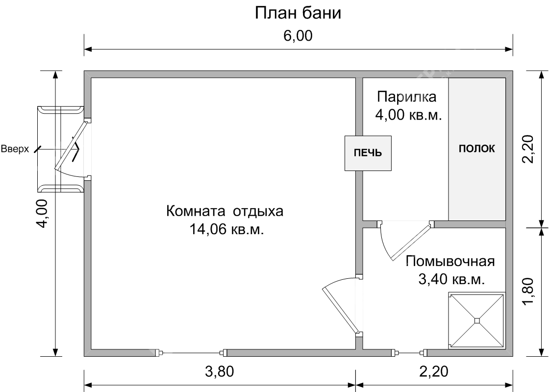 Оптимальный план строительства бани с комнатой отдыха