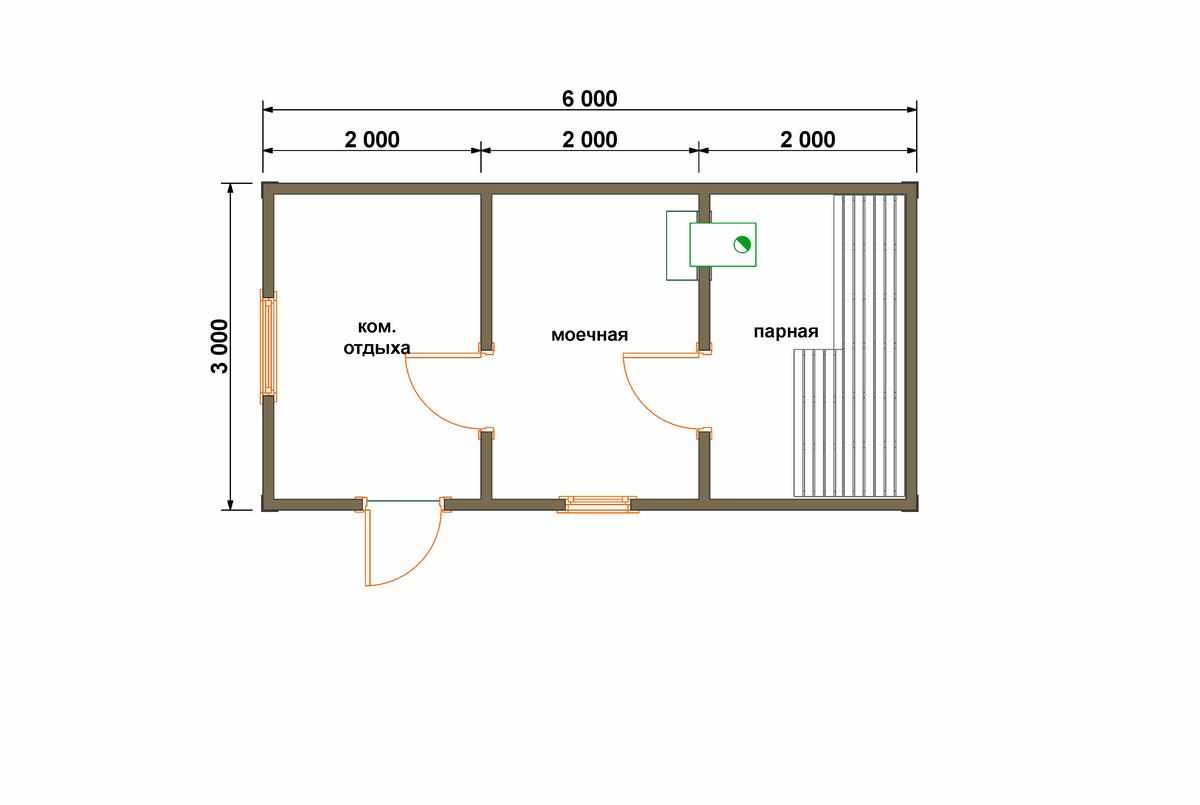 Проект бани 3 на 3 каркасная