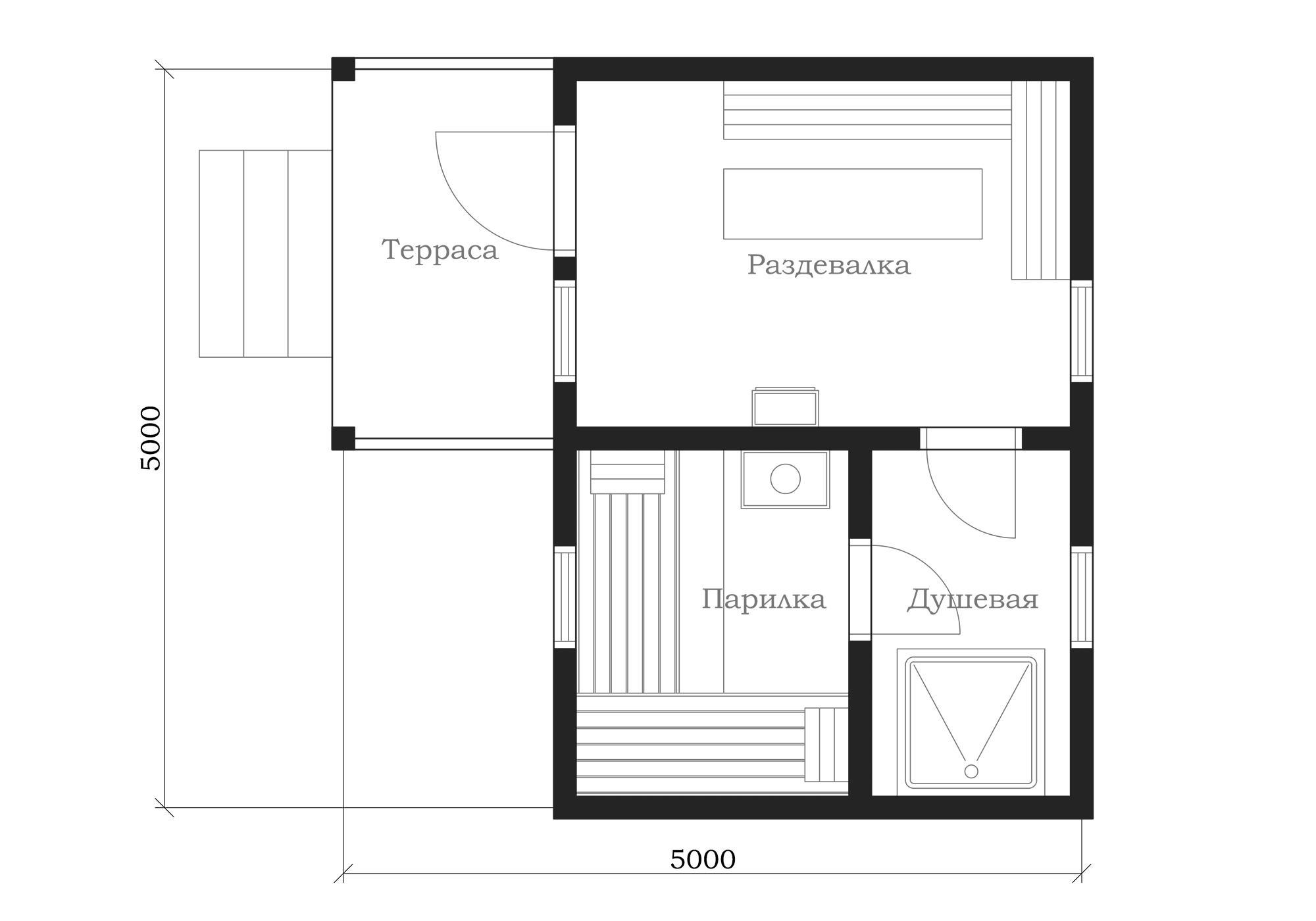 Проект бани 5x3