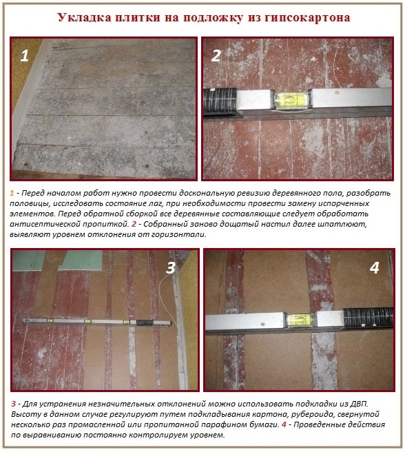 Как положить плитку на деревянный пол: способы укладки и описание процесса