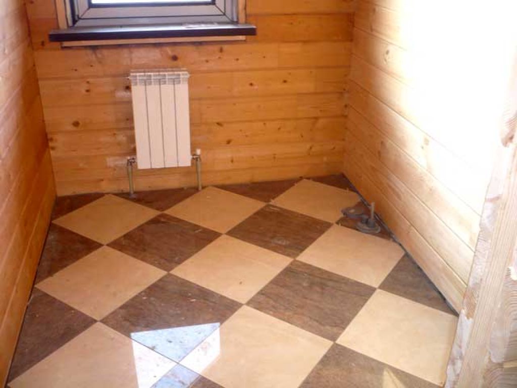 Плитка на деревянный пол в бане