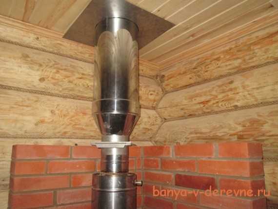 Установка трубы в бане через потолок и крышу: правила, этапы