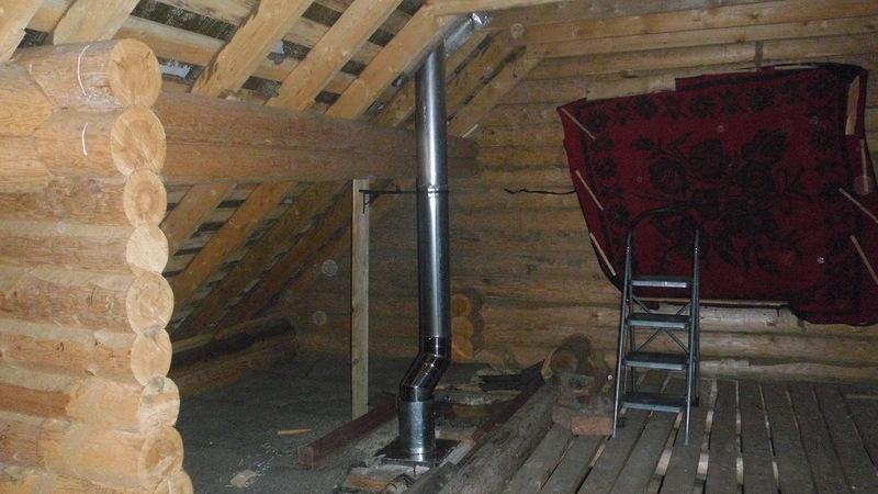 Установка трубы в баню через потолок и крышу: виды дымоходов, правила и особенности монтажа