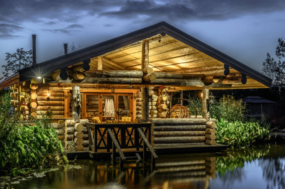 Баня с беседкой