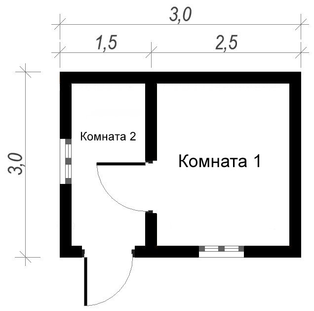 План бани 3х3