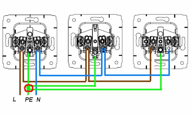 Как подключить розетку: схема правильного подключения провода к аварийному выключателю, монтаж своими руками двойного устройства с заземлением