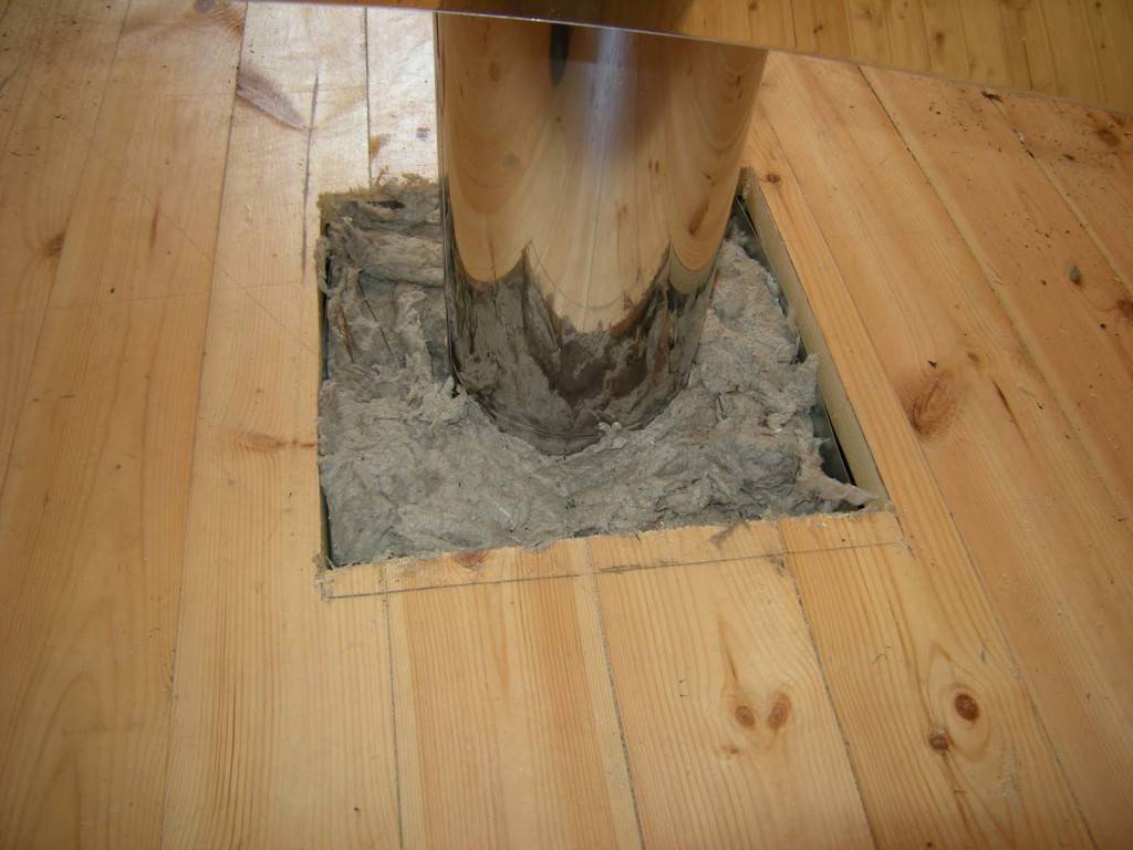 Проход трубы через потолок в бане: 3 вида дымоходов