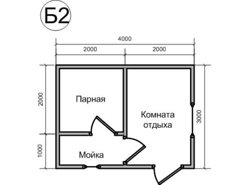 Чертеж бани 3х4 из бруса