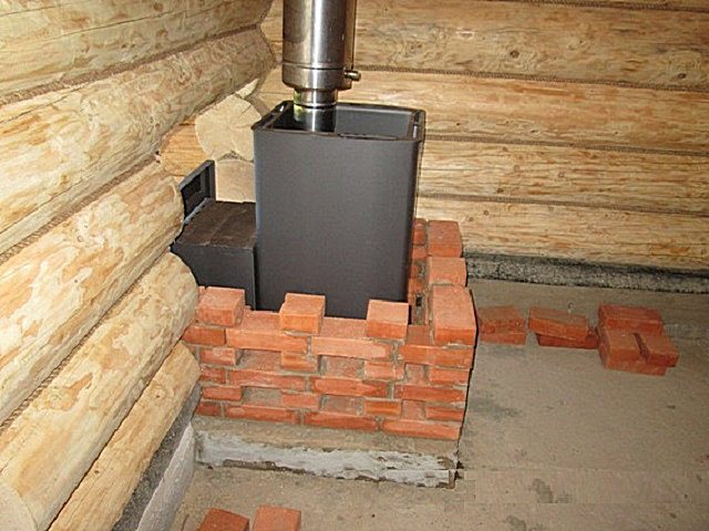 Защитные экраны из кирпича для банных печей - противопожарная установка банной печи