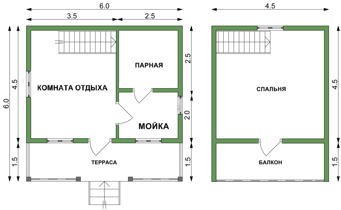 Баня с мансардой размером 6х6: дом с террасой, планировка с туалетом, каркасный терем из бруса, бревна и сруба