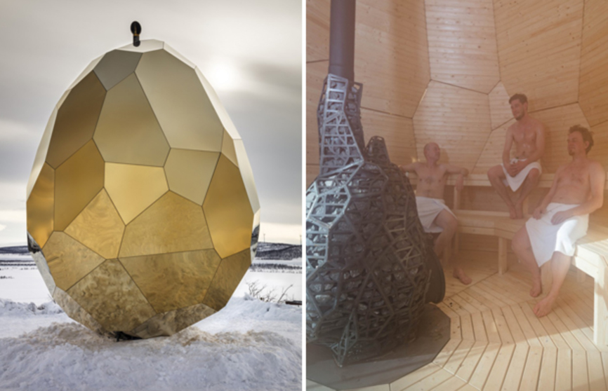 Шведская зеркальная сауна-золотое яйцо - фото и описание