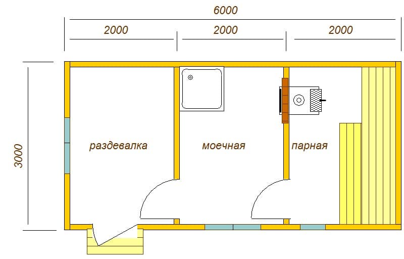 Баня размером 3 на 6 — планировка (52 фото) оформление конструкции площадью 6 на 3 внутри, постройка