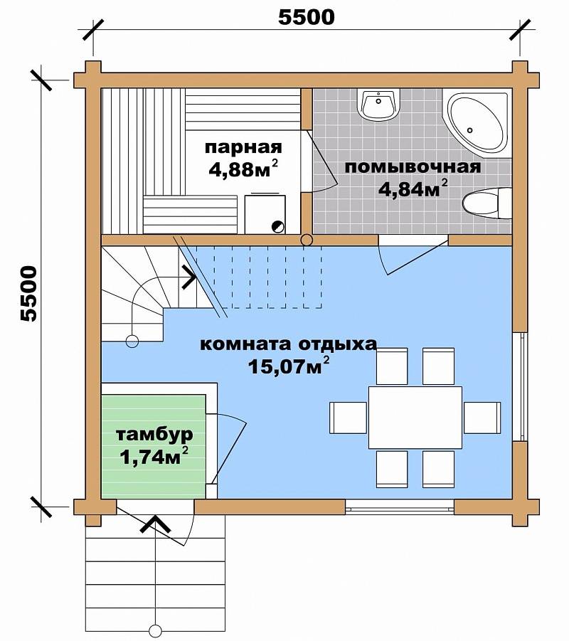 Проекты бани с комнатой отдыха: с небольшой кухней, спальней, одноэтажные бани с предбанником, фото и видео