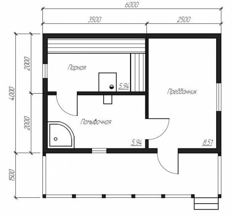 Проект бани 6х4 из бруса