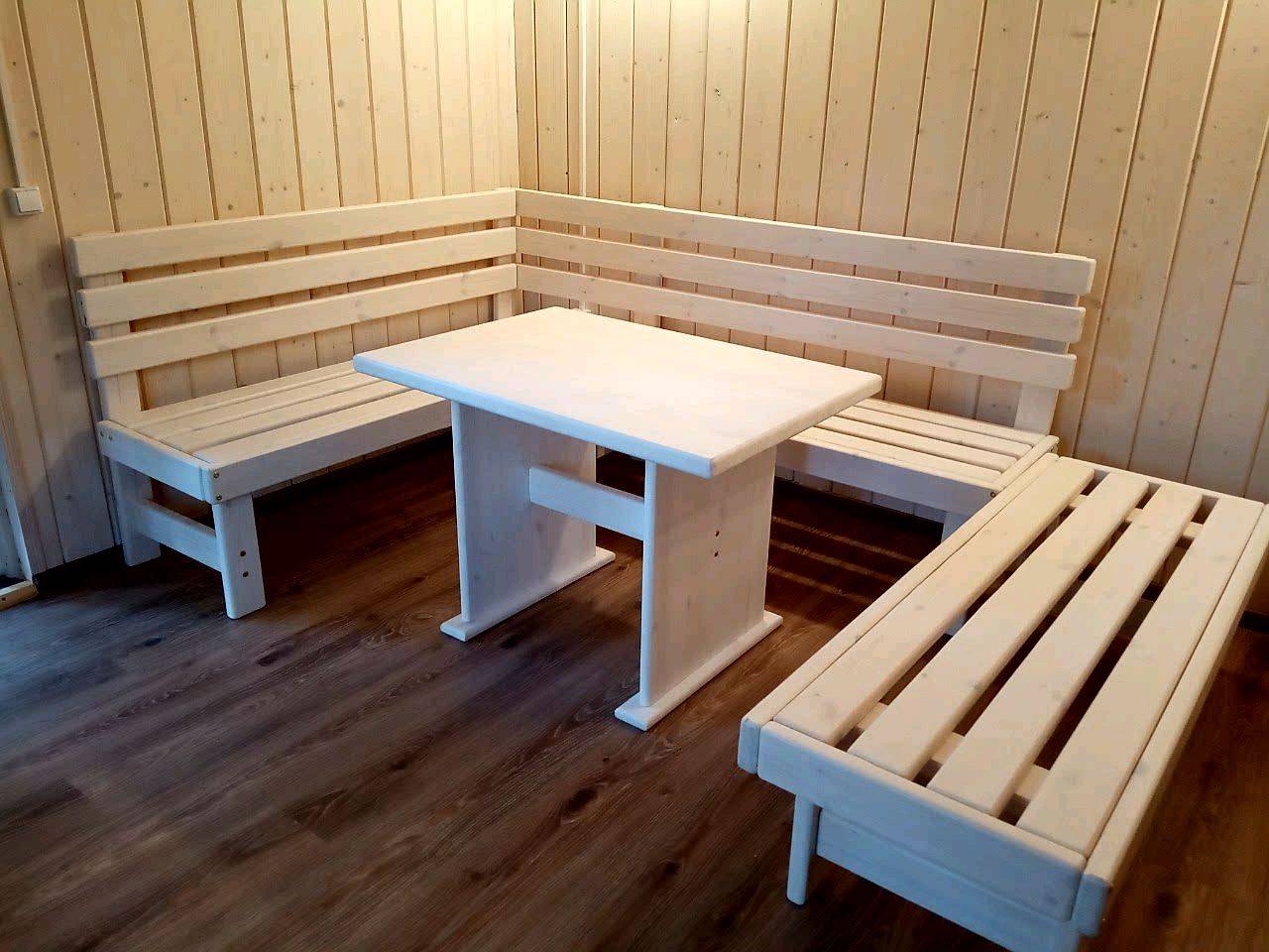 Скамейки для бани из дерева: какие бывают по материалу, форме, размеру, устройству, как сделать деревянные скамьи своими руками