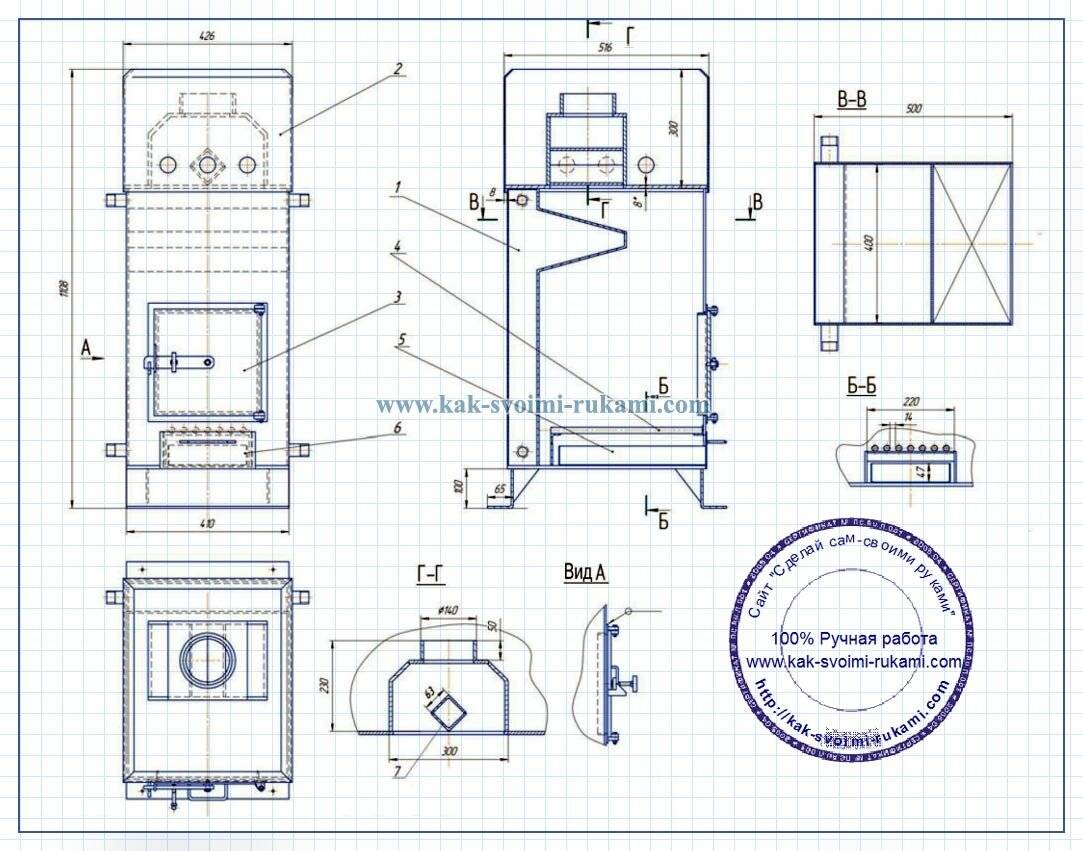 Схема банной печи из металла своими руками