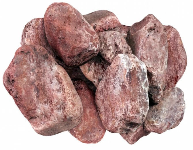 Кварцит для бани (малиновый, белый, розовый): свойства камня