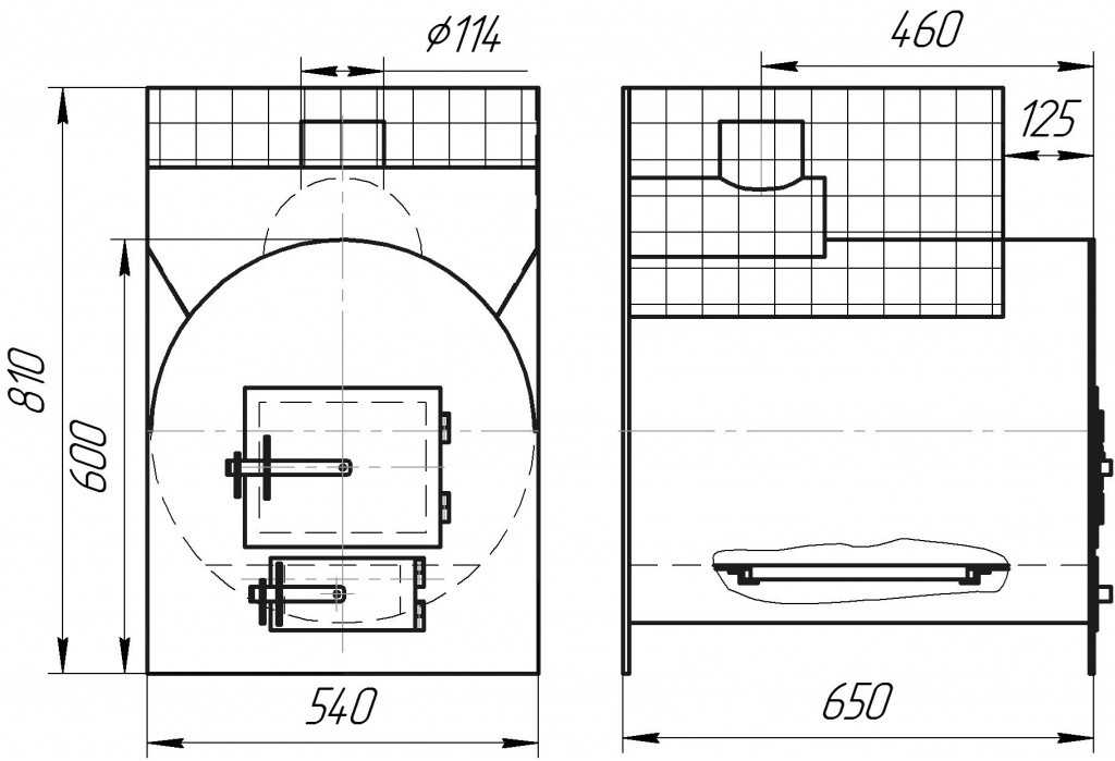 Банная печь из трубы 530 своими руками чертежи горизонтальная с баком для воды