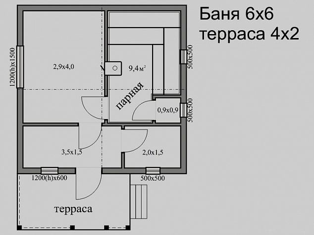 Проект бани 5х6 из пеноблоков