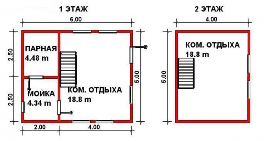 Проект бани 6 на 2 6