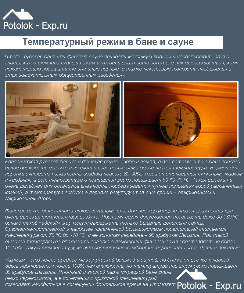 Температура и влажность в русской бане