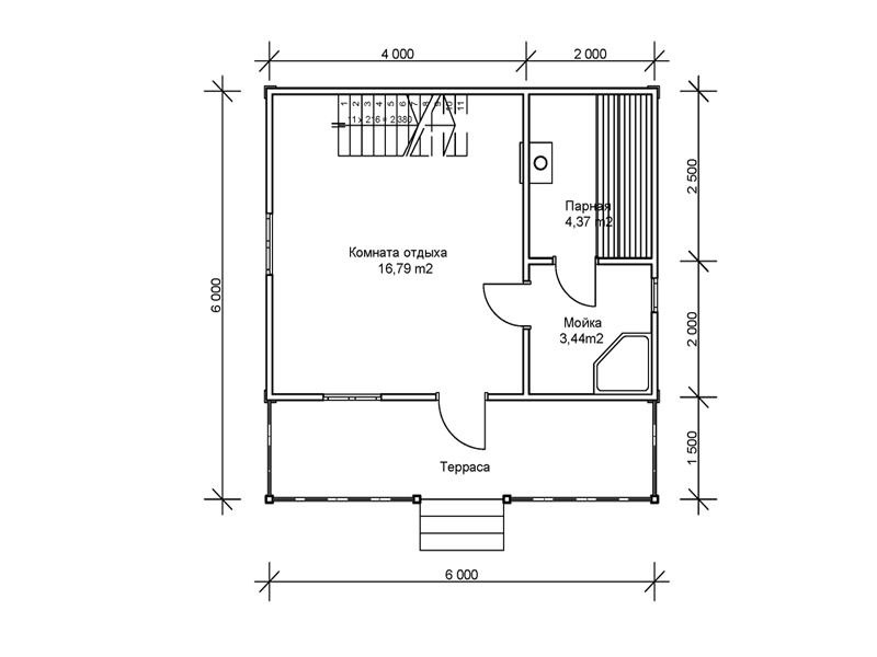 Дом баня 6 на 6 с мансардой: планировка двухэтажного и одноэтажного проекта, гостевая постройка из бруса по каркасной технологии