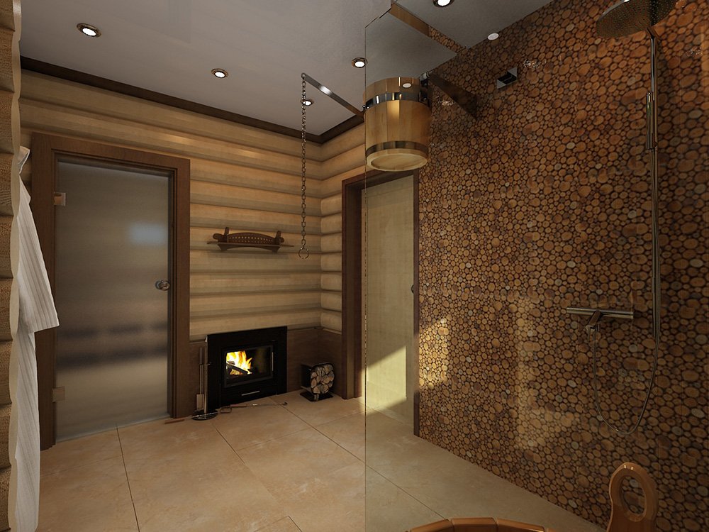 Душевая в бане: дизайн, отделка интерьера