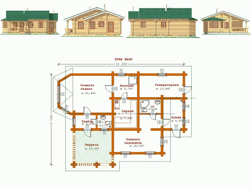 Двухэтажная баня (62 фото): дом с баней и жилыми зимними комнатами, угловые конструкции с террасой и верандой размером 6х6 и 6х8