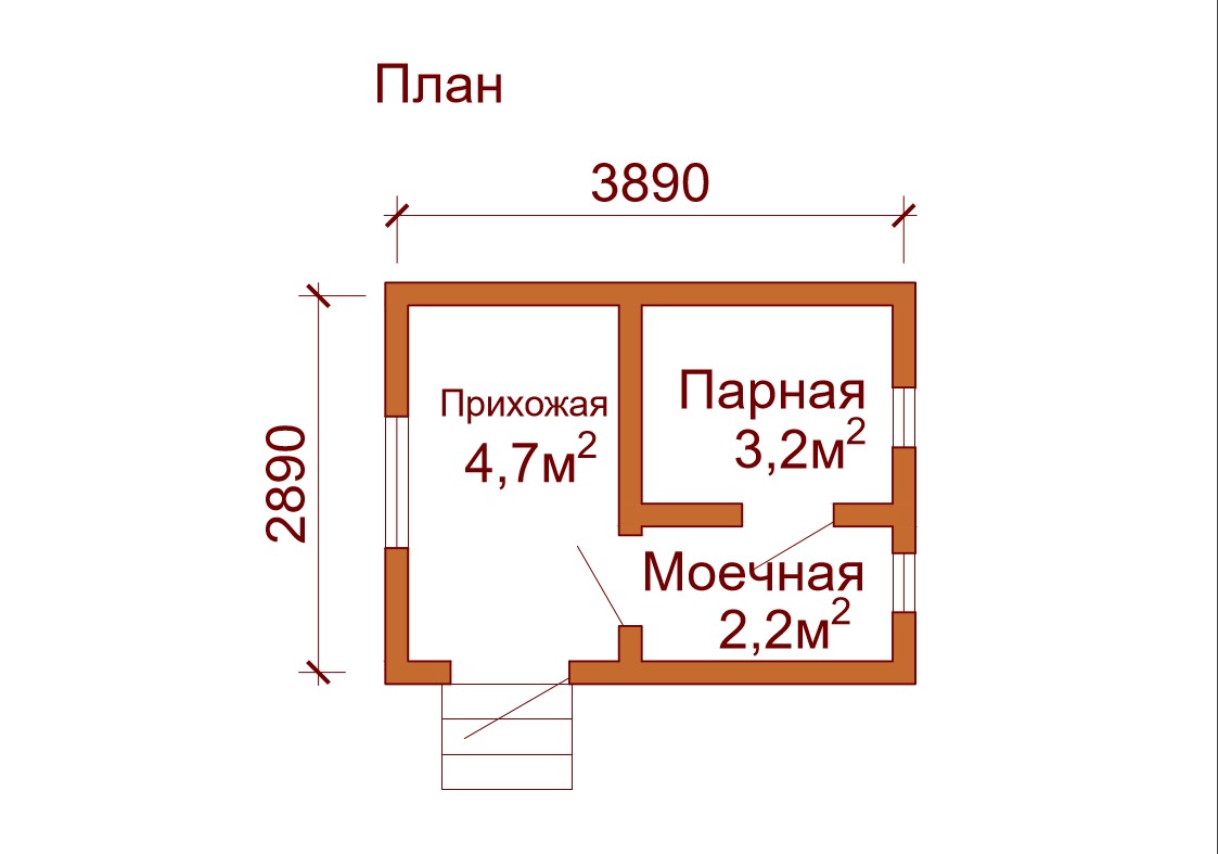 Баня из бруса 100х150 3 на 3 проект